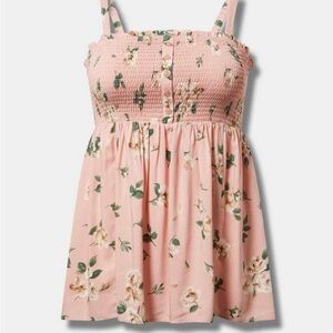 Torrid Pink Floral Smocked Top